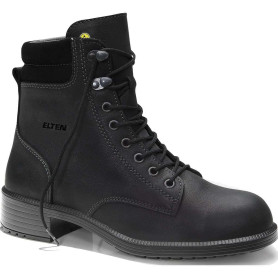 ELTEN NIKOLA Black Mid ESD S2 Chaussures de sécurité pour femme en cuir avec embout en acier léger et élégant Noir Pointure 42