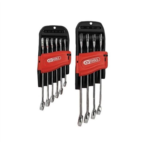 Jeu de 10 clés mixtes métriques - KS TOOLS - 922.0050 - Sur support - 8 a 19 mm - Angle de fourche et oeil incliné a 15°