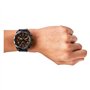 Fossil Montre pour Homme Bronson, Mouvement Chronographe, Boîtier en Acier Inoxydable Noir de 50 mm avec Bracelet en Cuir, FS571