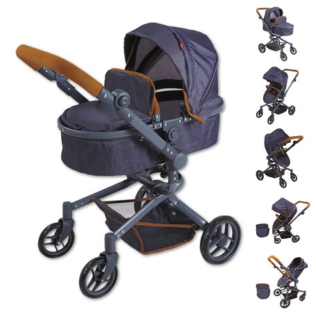 Knorr Toys 90930 Poussette pour poupée Boonk Bleu foncé 59 x 42 x 80 cm