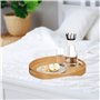 Relaxdays 10020235 Plateau de service rond en bambou plateau repas transport poignées HxlxP: 5 x 38,5 x 38,5 cm apéritif bois, n