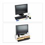 Relaxdays Support moniteur bambou, Rehausseur écran 2 tiroirs compartiments, Support HLP 14 x 60 x 30 cm, blanc/nature