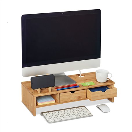 Relaxdays Support d’écran PC en Bambou
