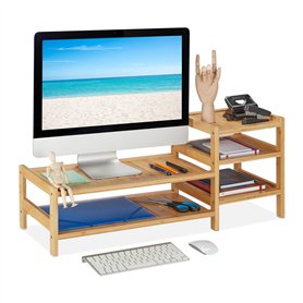Relaxdays Support d'écran en Bambou