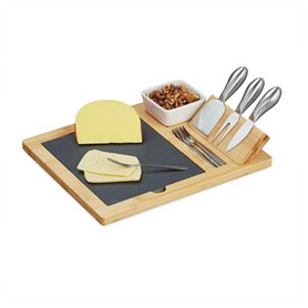 Relaxdays Plateau de fromages & Plateau en Ardoise
