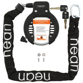 nean Antivol de cadre de vélo avec chaîne - Antivol à anneau - Noir - 5
