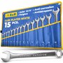 S&R Jeu 15 Clés Plates Mixtes 6-22 mm. Clés à Fourche et Anneau de Qualité Industrielle