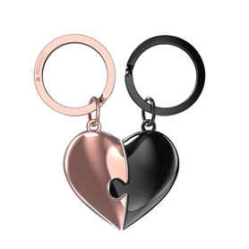 Navaris Porte-clé cœur Puzzle - Porte-clé Femme Mignon avec Anneau - pour Trousseau de clés ou déco Sac à Main - Cœur Rose et Gr