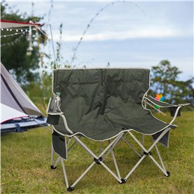 Navaris Chaise Camping Pliante 2 Places - Chaise de Camping pour 2 Personnes - Fauteuil Confortable et Facilement Transportable