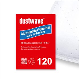Dustwave® Lot de 10 sacs d'aspirateur Premium pour Tornado - Quatro 1133 - Aspirateur traîneau Microvlieser - Sacs filtrants en