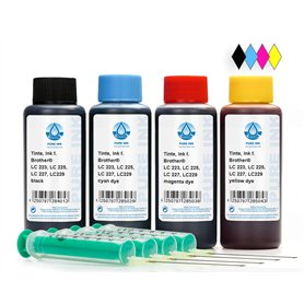 4X 100 ML d'encre pour imprimante Pure Ink Compatible pour Les Cartouches d'imprimante Brother LC-223