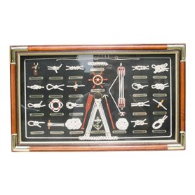 Sea-Club Tableau à nouer avec 20 nœuds - Bois / laiton / verre - 51 x 31 cm