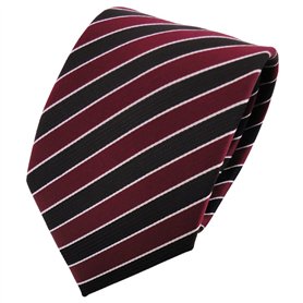 TigerTie Designer cravate rouge bordeaux bordeaux noir argent rayé - Tie