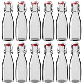 Wellgro Lot de 12 bouteilles en verre de 200 ml avec bouchon mécanique - 5