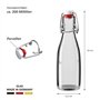 Wellgro Lot de 12 bouteilles en verre de 200 ml avec bouchon mécanique - 5,5 x 19 cm (Ø x H) - Bouteilles en verre transparent -