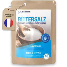 Maxxi Clean | 900 g de sel d'Epsom très pur | Sel de bain pour bien-être et gommage corporel | Pure relaxation pour les muscles