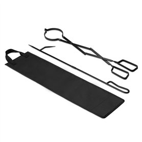 Navaris Pince cheminée et tisonnier - 2X Accessoire bûche Bois Charbon poêle à Bois Barbecue feu de Camp Camping Grill - Feu int