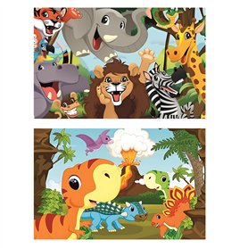 damaloo Set de 2 Sets de Table Enfants – Motifs Animaux & Dinosaures – Lavables