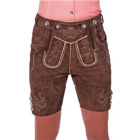 Pantacourt de costume folkorique pour femme en cuir et en daim- marron - Marron - W42