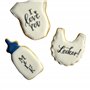 BekkiB 88499-Lot de 4 emporte-pièces « Baby » – Teddy, biberon, bavoir et body de bébé comme emporte-pièce pour fête prénatale