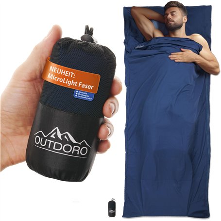 Outdoro Sac de couchage de refuge – seulement 210 g en microfibre Microlight – Sac de couchage de voyage ultra léger – Petit
