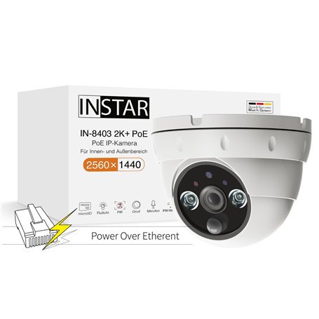 INSTAR Caméra de Surveillance IN-8403 2K+ PoE Blanche - LAN/PoE avec IA (Intelligence Artificielle) - Caméra IP - Power Over Eth