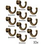Fuxxer Lot de 10 crochets de porte-manteaux antiques en laiton bronze rétro