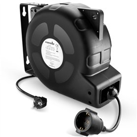 Poppstar Enrouleur de câble électrique automatique 20m + 2m (max. 3000W) Tambour de câble automatique auto-enroulant IP20 avec i