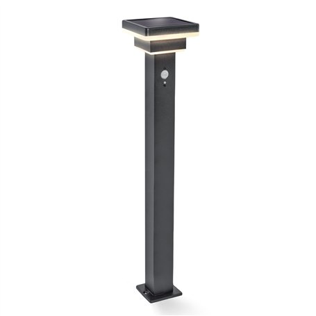 Esotec LUCCA 86 Lampadaire solaire PIR pour extérieur - Avec détecteur de mouvement - Éclairage de jardin - En acier inoxydable