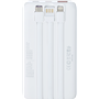 Powerbank 10000mAh 3 ports USB A+2C 22.5W PD/QC Câble multiple integré Blanc Rivacase
