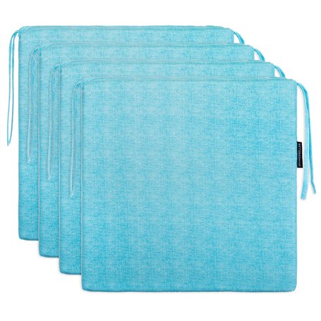 Brandsseller Lot de 4 Galettes de Chaise 40x40 cm à l’Aspect Lin – Coussins d’Assise Confortables avec Liens et Housse Amovible