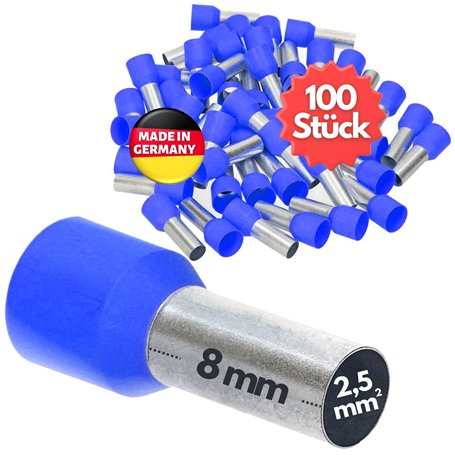Kalitec AE2508BLSB Lot de 100 embouts de câble isolés 2