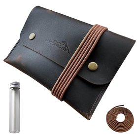 SK Wild Ones® Trousse de toilette médiévale en cuir véritable à suspendre et à lacets - Trousse de toilette en cuir pour kit de