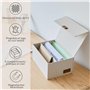 LOVE IT STORE IT - Premium - Boîte de rangement bureau 3 compartiments avec couvercle charnière magnétique, tissu lin, solution 