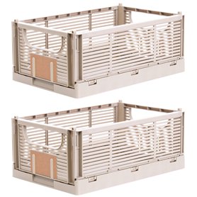 Brandsseller Boîte pliante S Lot de 2 Panier à Provisions stable Corbeille de Transport empilable Caisse de Rangement - Naturel