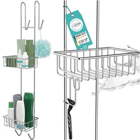 LAAKFELD Étagère de douche à suspendre avec 3 compartiments de protection anti-rouille et support de rasoir gratuit - 80 cm - Ét
