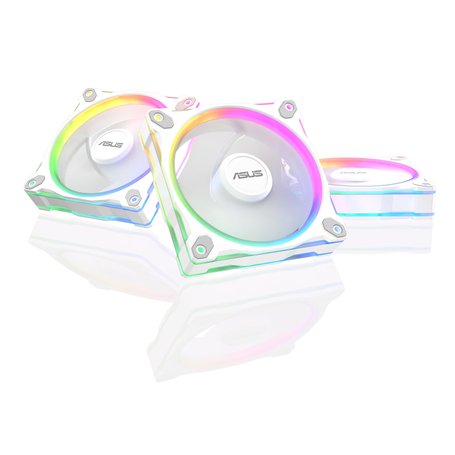 ASUS PRIME MR120 ARGB REVERSE (Blanc) – Lot de 3 ventilateurs de boîtier 3 en 1 (120mm PWM