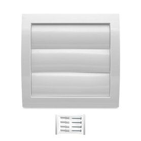 H&C VENT Grille Aeration 190x190mm avec clapet et Moustiquaire │ Anti retour Lamelles Mobiles│ Evacuation Cache Tuyau Ventilateu