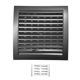 H&C VENT Grille Aeration 150x150mm Ø 100mm Noir avec Curseur Moustiquaire │ Evacuation Caches Tuyau Ventilateur │ d'Extraction V