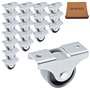 SKIR'CO Lot de 20 petites roulettes de 25 mm pour meubles - En plastique gris - Non pivotantes - Roulettes fixes - Direction uni