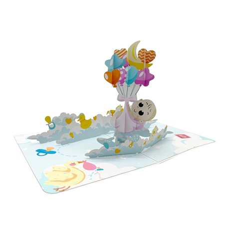 Carte de baptême pop-up 3D pour fille