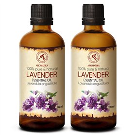 Huile Essentielle de Lavande - 2x100ml - Lavandula Angustifolia pour Diffuseur - Aromathérapie - Pure et Naturelle - HE Lavande