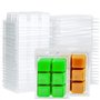 Liseng Lot de 100 moules de cire carrés à clapets en plastique transparent à 6 cavités pour la fabrication de bougies et de savo