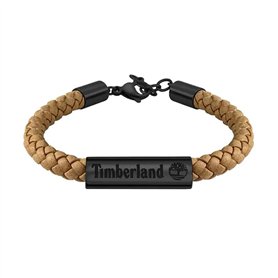 Timberland BAXTER LAKE TDAGB0001801 Bracelet pour homme en acier inoxydable noir et cuir marron Longueur : 18