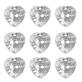 EMSea 100pcs Boutons en Forme de Coeur Cristal Amour Coeur Boutons Clairs Strass Bouton avec Deux Trous Bouton Décoratifs pour B