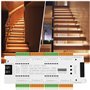 Ocnvlia LED Capteur de Mouvement Bande Lumineuse Escalier 32 Canaux Gradation LumièRe IntéRieur Mouvement Veilleuse 12V / 24V Ba