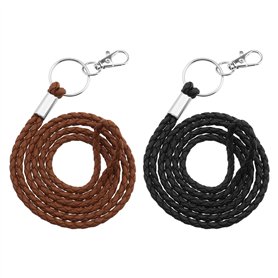 VGOL Lot de 2 cordons tour de cou en cuir synthétique tressé avec anneau porte-clés et fermoir mousqueton pivotant pour clés