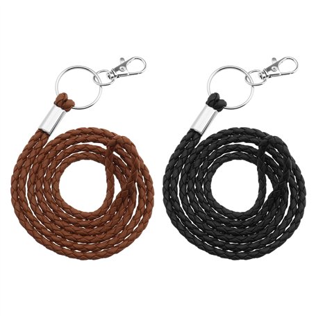 VGOL Lot de 2 cordons tour de cou en cuir synthétique tressé avec anneau porte-clés et fermoir mousqueton pivotant pour clés