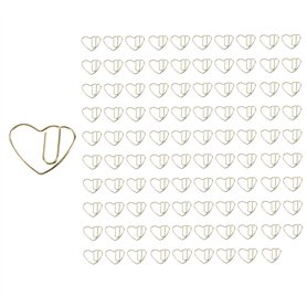 100 PièCes Amour Coeur en de Petits Trombones Agrafes de pour L'éCole de Bureau Trombones en MéTal D'Or