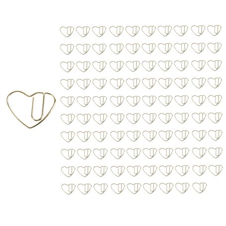 100 PièCes Amour Coeur en de Petits Trombones Agrafes de pour L'éCole de Bureau Trombones en MéTal D'Or
